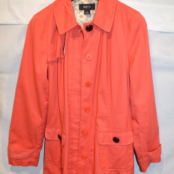 DONATED (GONE) - Style & Co Coral Knee Length Button/Belted Utility Jacket - Picture 5 of 5